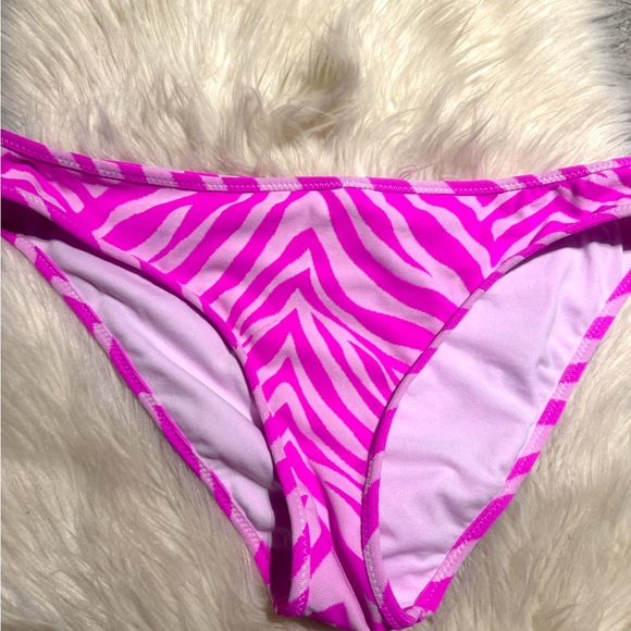 NWT Jessica Simpson Electric Zebra Triangle Bikini Bottom Pink & White  L - Picture 1 of 4